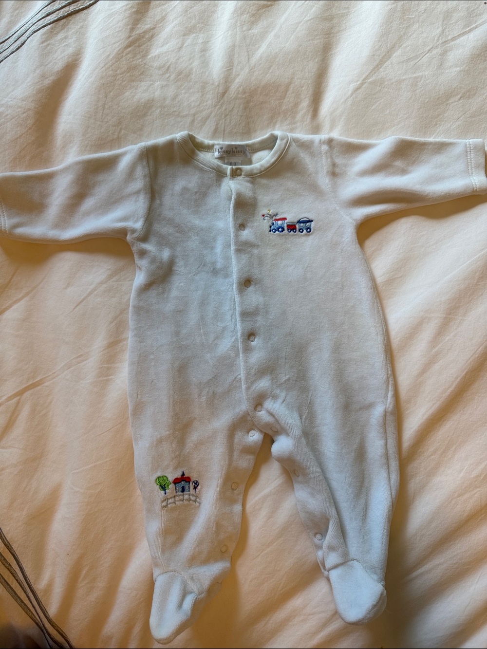 Kissy kissy velour onesie 0-3 months